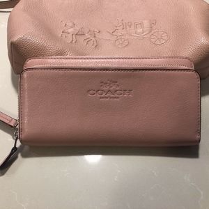 Pink pebbled leather Coach wallet